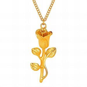 Rose Flower 18K Gold Plated Women's Necklace Hypoallergenic Waterproof Jewelry